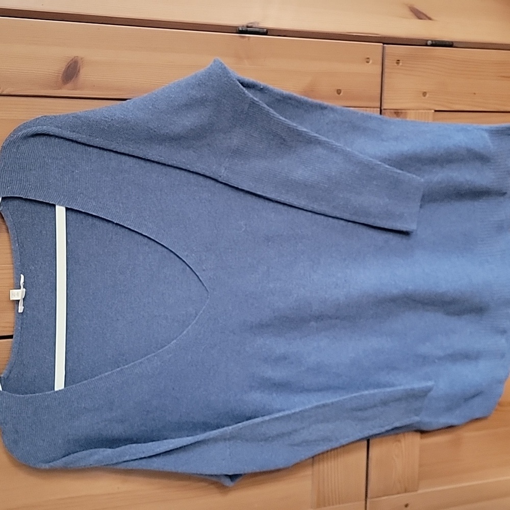 Eileen Fisher Slate Blue V-Neck Sweater